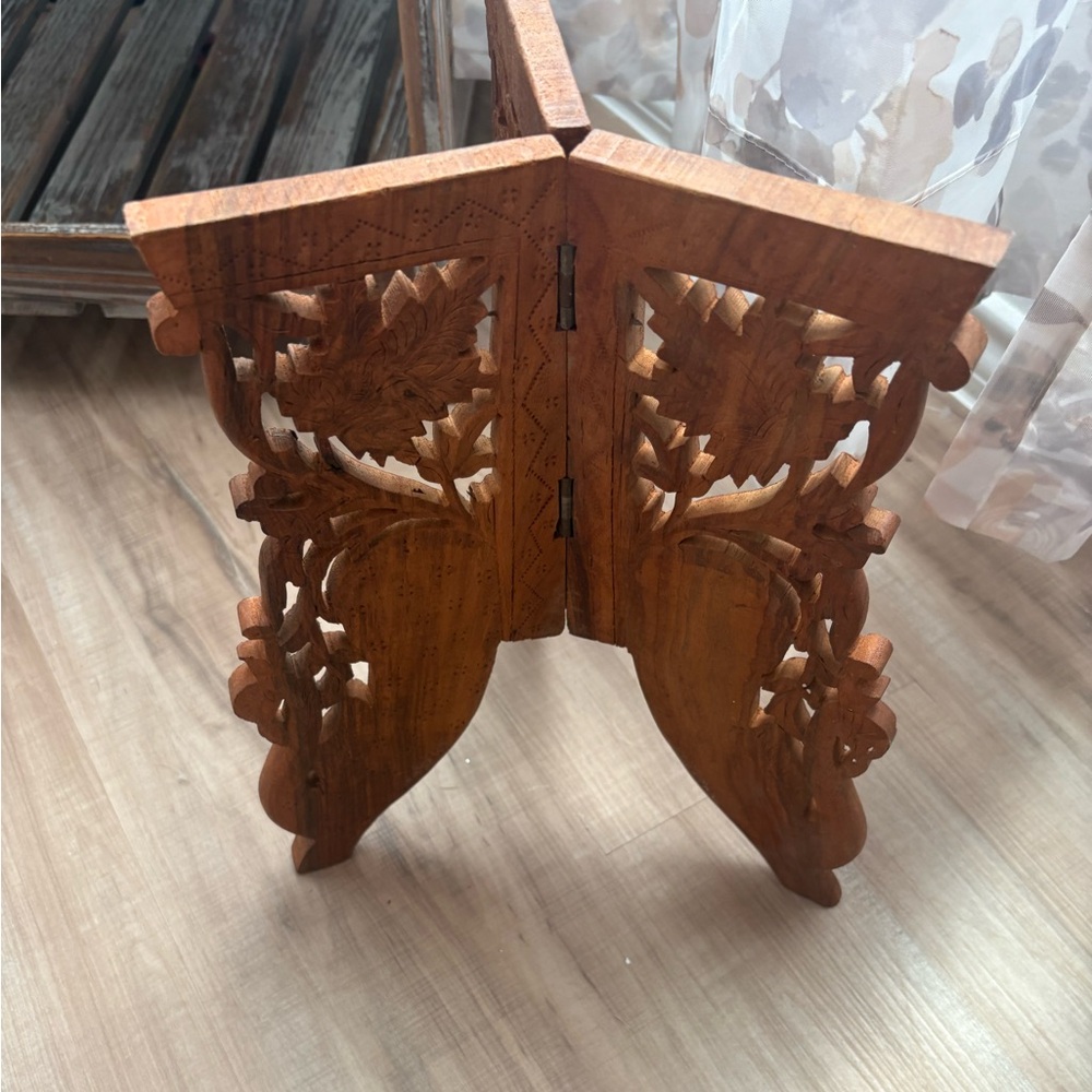 Intricately Carved Wooden Stand
